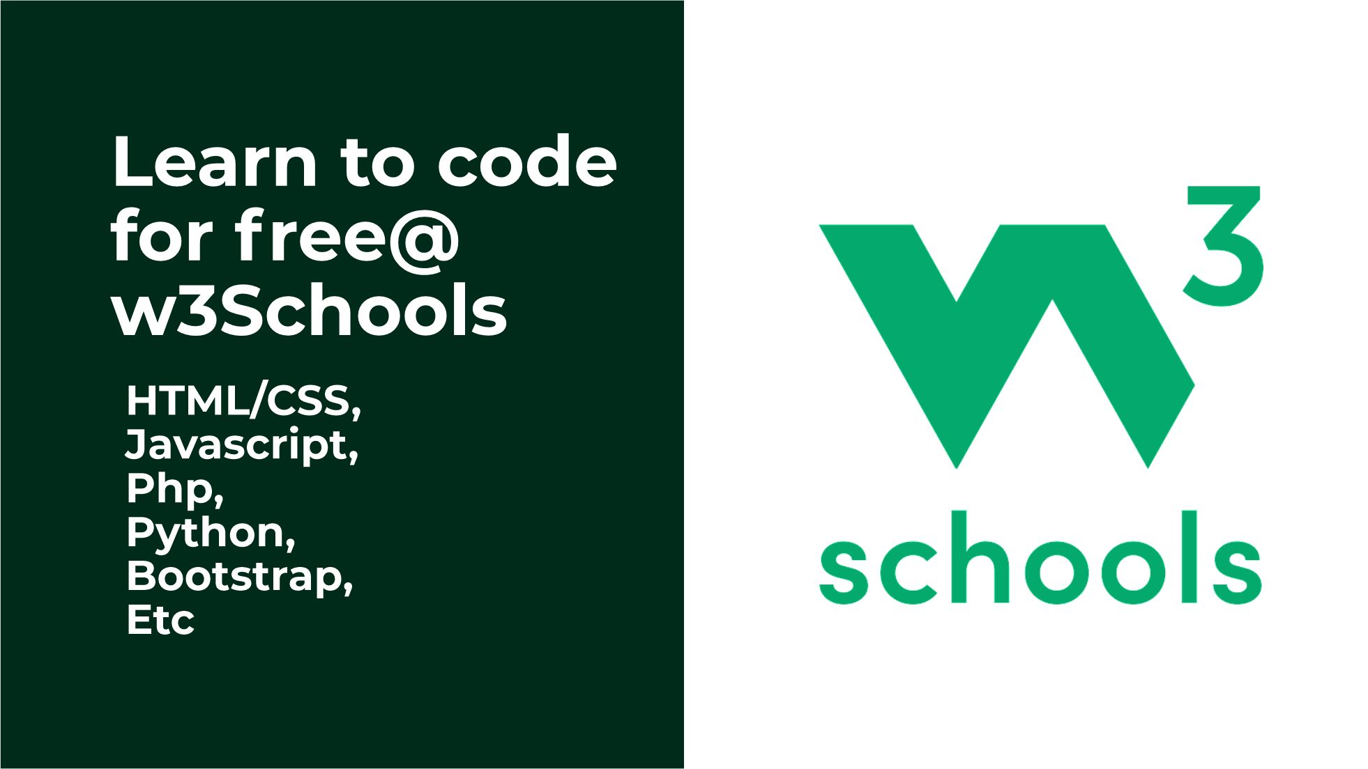 Learn to code for free @ W3School - Digital Skills Info-Hub
